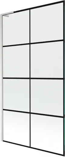 MEXEN/S Next L vanová zástěna FIX 100 x 150, černá vzor, nikl kartáčovaná 895-100-000-03-77-97