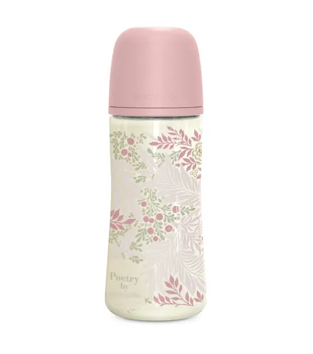 Suavinex Poetry Kojenecká láhev fyziologický průtok L 6m+ 1 ks růžová