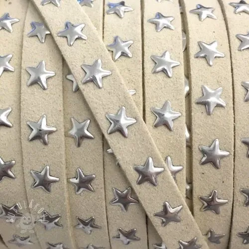 Semišová šňůra hvězdy ecru