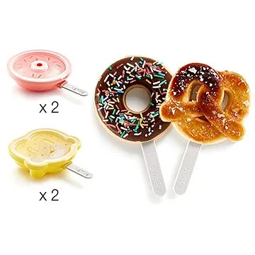 Lékué Tvořítka na nanuky ve tvaru donutů a preclíků Donut 2ks & Pretzel 2ks (3400255SURU150)