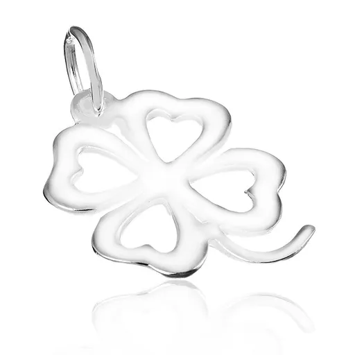 Stříbrný přívěsek 925 - hladký obrys čtyřlístku
