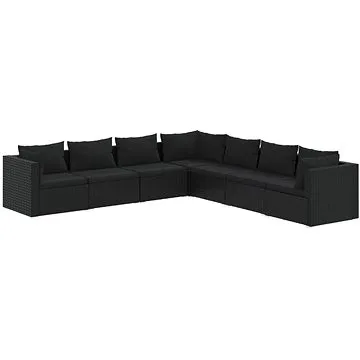 7dílná zahradní sedací souprava s poduškami polyratan černá, 3101744 (3101744)