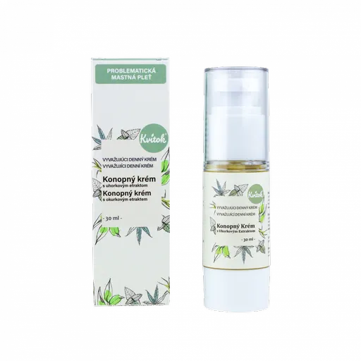 Kvitok Denní konopný krém pro mastnou pleť (30 ml)