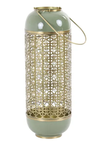 Zeleno-zlatá kovová lucerna Rohit - Ø 16*44 cm Light & Living