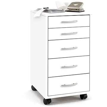 FMD Mobilní skříňka s 5 zásuvkami bílá