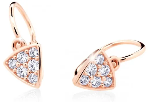 Cutie Jewellery Třpytivé dětské náušnice z růžového zlata C2207-10-X-4 bílá