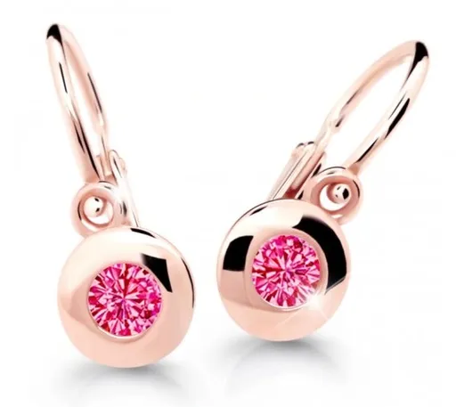 Cutie Jewellery Dětské náušnice z růžového zlata C2589-10-X-4 fuchsiová