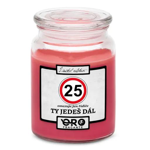 Svíčka Ty jedeš dál – výběr věku (věk: 25, Vůně svíčky: Višně v čokoládě)