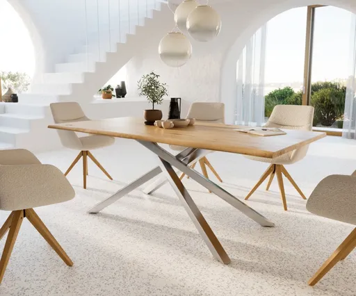 Jídelní stůl Edge 200x100x2,5-3 dub přírodní křížová podnož