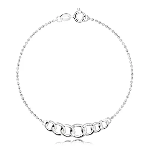 Náramek ze stříbra 925 - zkosené kruhy s lesklým povrchem