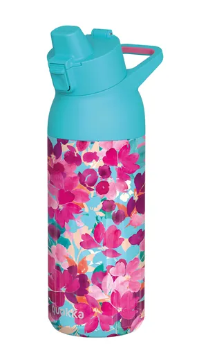 Nerezová sportovní láhev s pítkem Tide, 700ml, Quokka, floral jumble