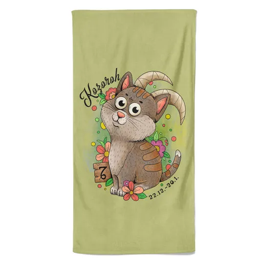 Osuška Kočičí znamení – kozoroh (Velikost osušky: 100x170cm)