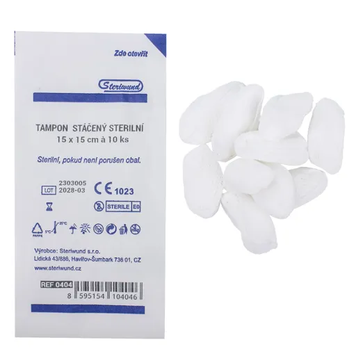 Steriwund Tampón stáčený z gázy sterilní 15 x 15 cm 10 ks