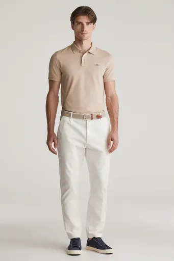 KALHOTY GANT SLIM TAPERED COTTON TWILL PANTS EGGSHELL