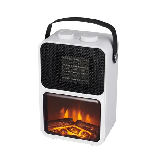 Elektrický krb - imitace plamene - bílý, 13,5 x 21 x 36 cm, 600/1200W