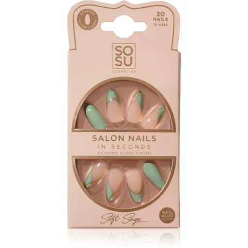 SOSU Cosmetics Salon Nails umělé nehty odstín Soft Sage 30 ks