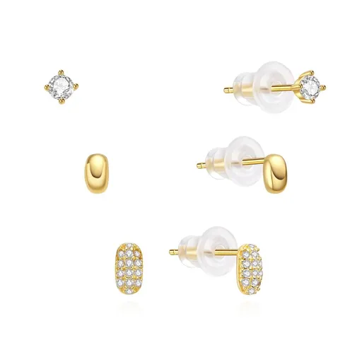 MOISS Pozlacená sada slušivých náušnic E0004886 (3 páry náušnic)