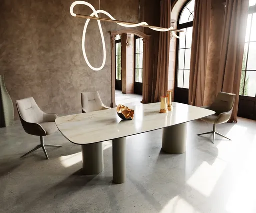 Jídelní stůl Edge oválný 240x120 keramika Iris FmG Onice