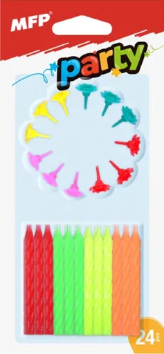 Dortové svíčky MFP neon 24ks+12ks držák