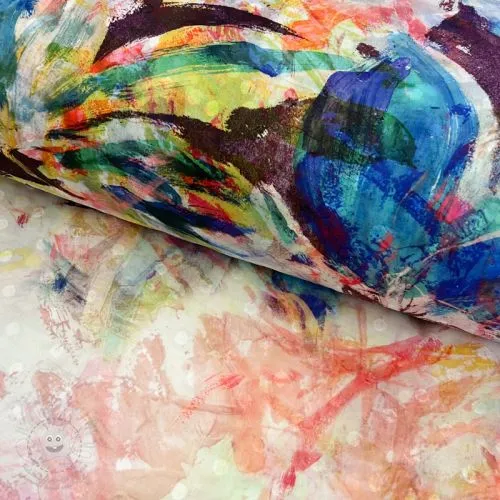 Bavlněná látka DOBBY Staind branch digital print