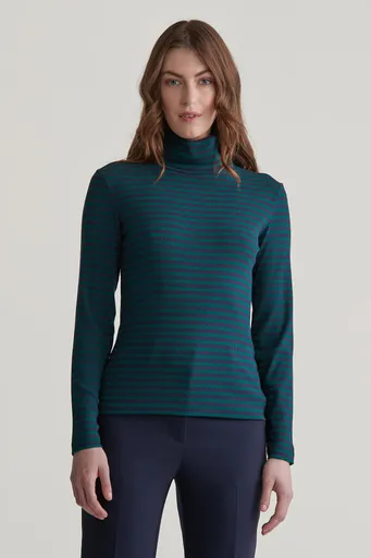 ROLÁK GANT SLIM STRIPED RIB TURTLENECK DEEP FOREST