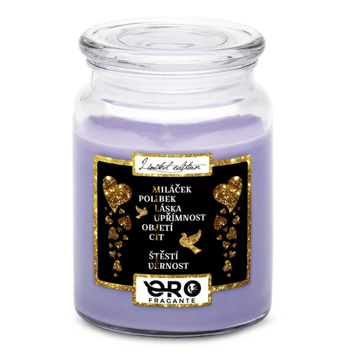Svíčka Miluji tě – tajenka (Vůně svíčky: Levandule)