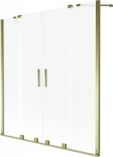 MEXEN/S Velar Duo dvoukřídlá posuvná vanová zástěna 140 x 150 cm, dekor, zlatá 896-140-000-32-50