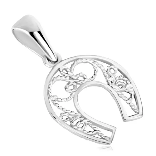 Stříbrný přívěsek 925 - podkova pro štěstí, tenké lanko, symetrický motiv