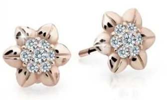 Cutie Jewellery Krásné dětské náušnice z růžového zlata C2202-30-X-4 bílá