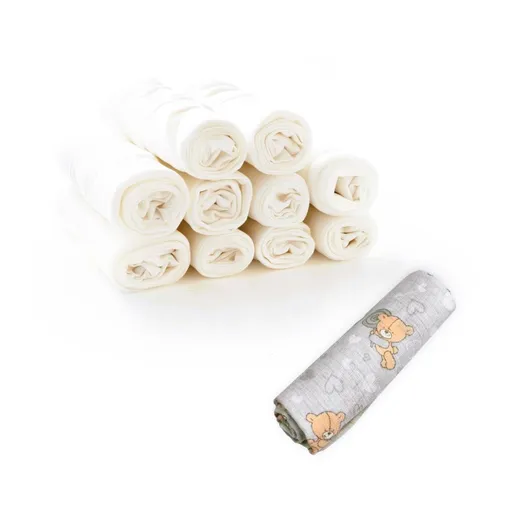 Baby Nellys Kvalitní bavlněné pleny TETRA LUX 60x80cm, 10ks v bal. + 1 ks zdarma