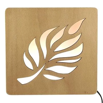 AMADEA Dřevěná lampička s motivem listu, velikost 20 cm, s LED osvětlením s trafem na 12V (38613-00)