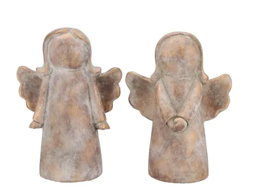 2ks zlatá antik cementová dekorace anděl Angel Gold - 18*11*25 cm daan kromhout