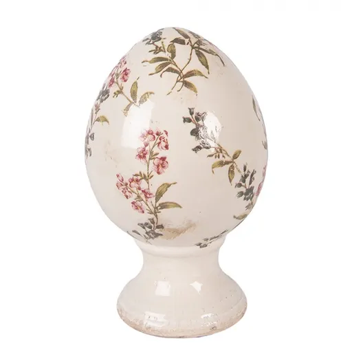 Keramické vajíčko na podstavci s lučními květy Monnia M - Ø 12*19 cm Clayre & Eef