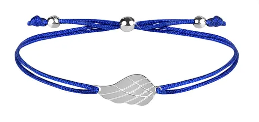 Troli Šňůrkový náramek s andělským křídlem modrá/ocelová