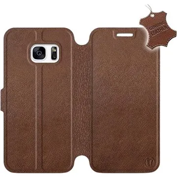 Flip pouzdro na mobil Samsung Galaxy S7 - Hnědé - kožené -  Brown Leather (5903226498024)