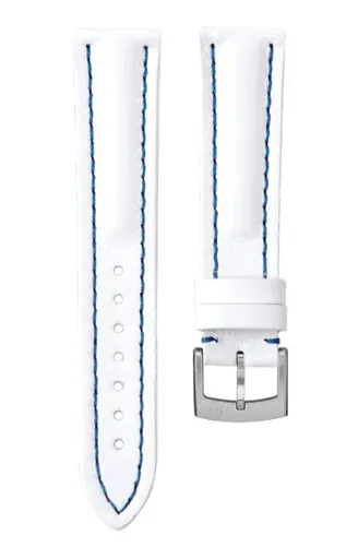 Kožený řemínek Biatec | Bílý z teletiny - 20 mm - Stříbrná