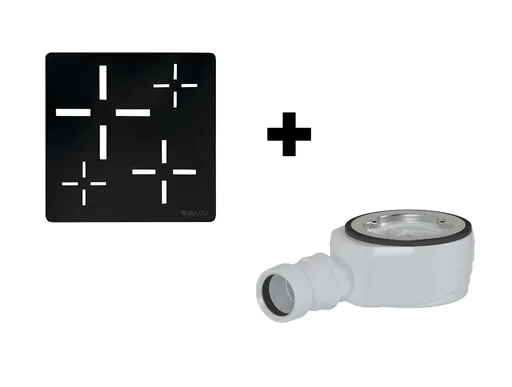 GELCO SET Čtvercová krytka sifonu černá KSM107B + sifon SN90 KSM107B-SN90