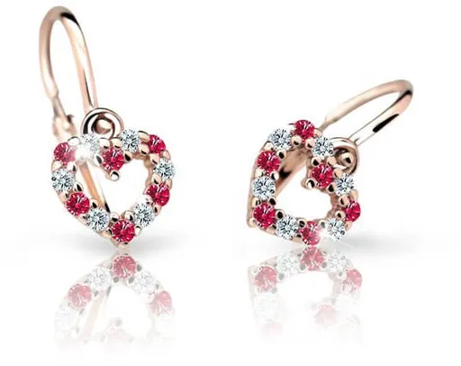 Cutie Jewellery Dětské náušnice z růžového zlata C2157-10-X-4 červená