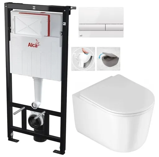 Předstěnový instalační systém s bílým tlačítkem M1710 + WC DEANTE Jasmin se sedátkem RIMLESS AM101/1120 M1710 JA1