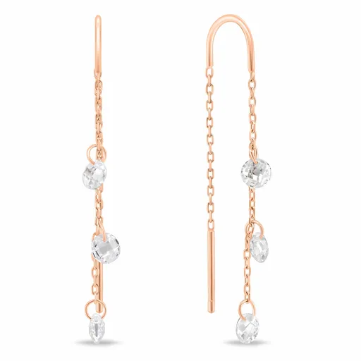 Brilio Silver Bronzové řetízkové náušnice se zirkony EA895R