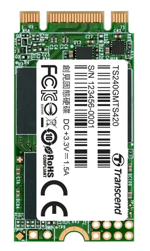 TRANSCEND MTS420S 240GB SSD disk M.2 2242, SATA III (3D TLC), 500MB/s R, 430MB/s W