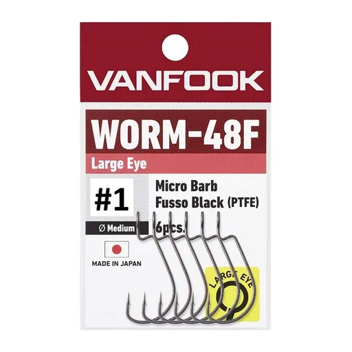 Vanfook Offsetové háčky Worm 48F Big Eye 6ks,Vanfook Offsetové háčky Worm 48F Big Eye 6ks