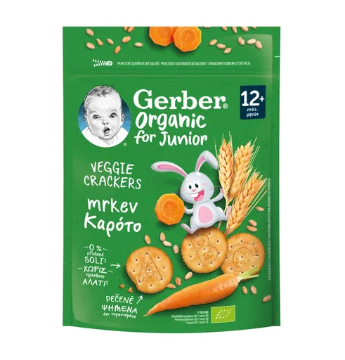 Gerber Organic Junior Veggie Krekry mrkvové 12m+ 100 g