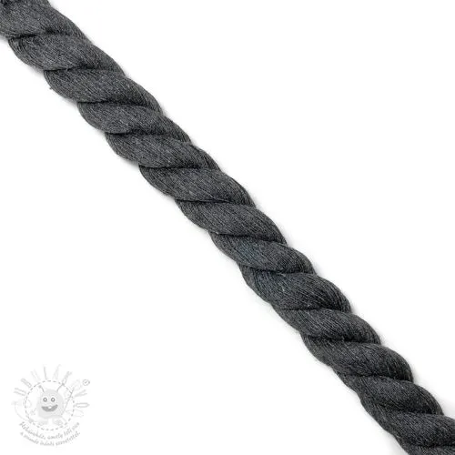 Bavlněná šňůra kroucená 2,5 cm dark grey