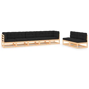 7dílná zahradní sedací souprava s poduškami masivní borovice, 3083761 (3083761)