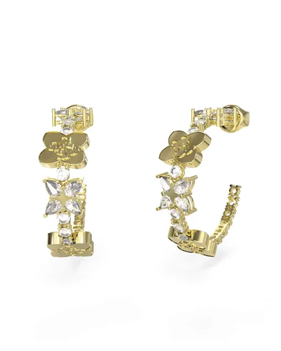 Guess Pozlacené kruhové náušnice se čtyřlístky Wild Flower JUBE05505JWYGT/U