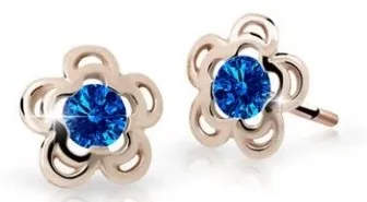 Cutie Jewellery Půvabné dětské náušnice z růžového zlata C2204-30-X-4 modrá
