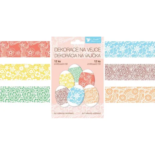 Smršťovací dekorace na vejce krajka, 12 ks