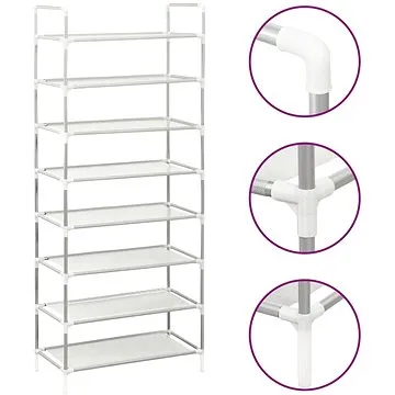 Botník s 8 policemi kov a netkaná textilie stříbrný (330043)