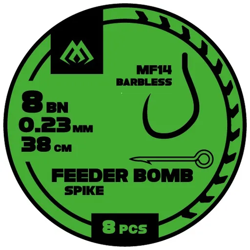 Mikado návazec mf14 feeder bomb s trnem 8 ks 38 cm - 0,28 mm velikost háčku 6